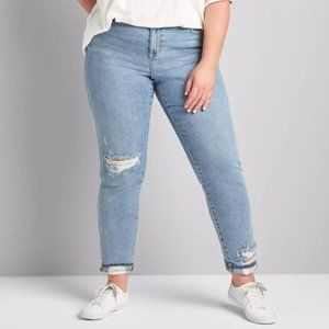 NWT Lane Bryant Distressed Light Wash Signature Fit Boyfriend Jean Size 18